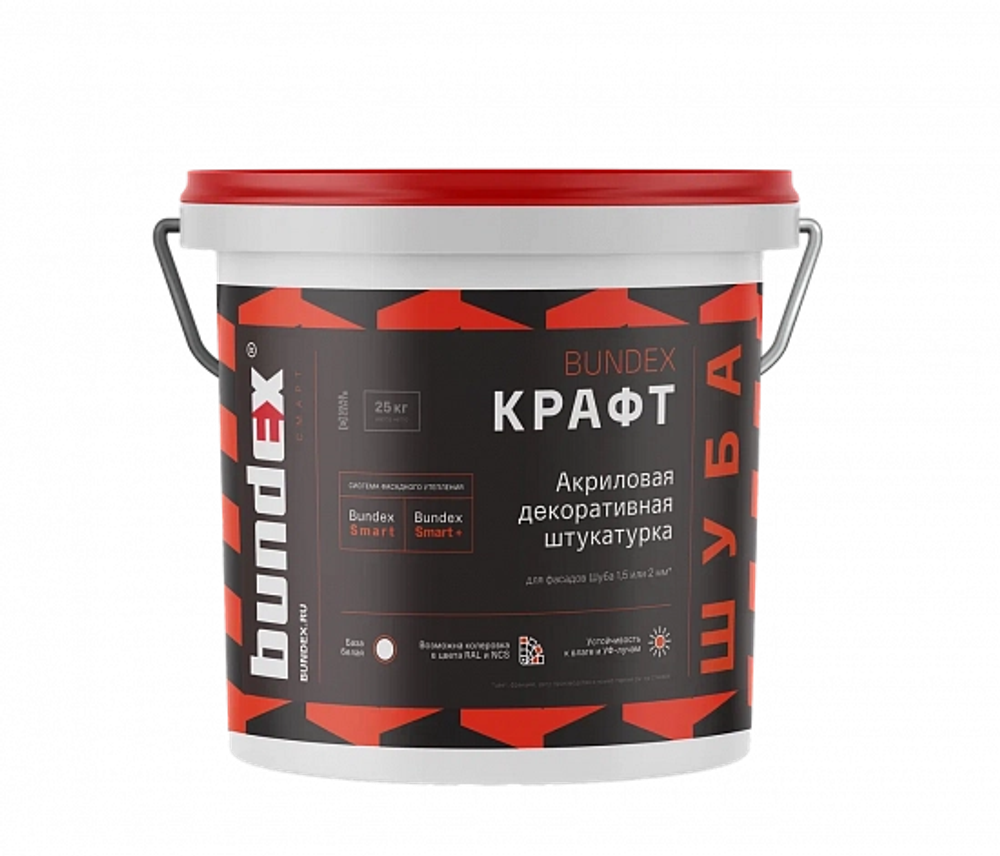 Акриловая декоративная штукатурка "Bundex Крафт Шуба (камешковая) 2,0" (База А), 25 кг