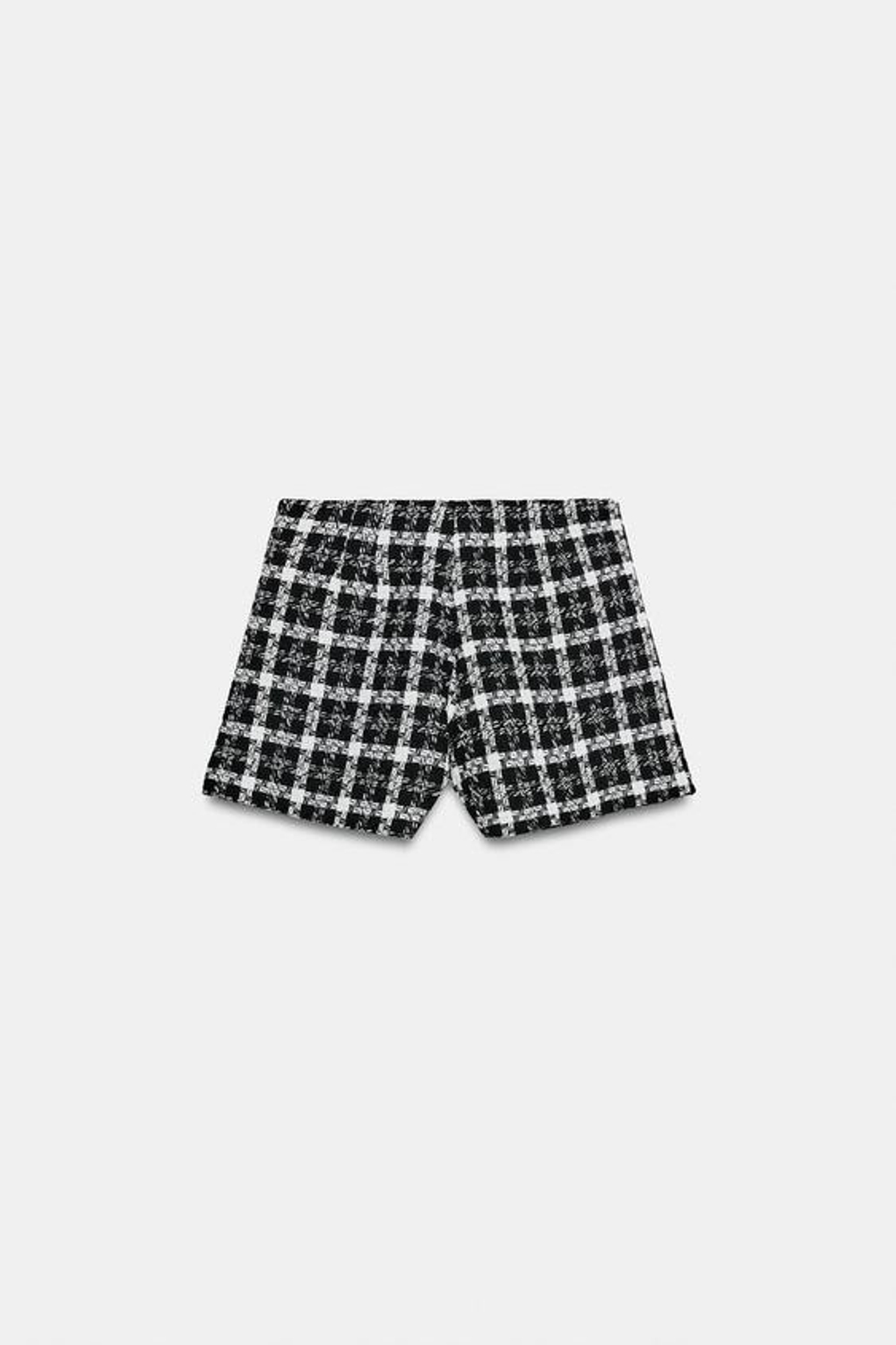 ZARA ФАКТУРНЫЕ ШОРТЫ С ВЫСОКОЙ ПОСАДКОЙ, ЧЕРНЫЙ/БЕЛЫЙ