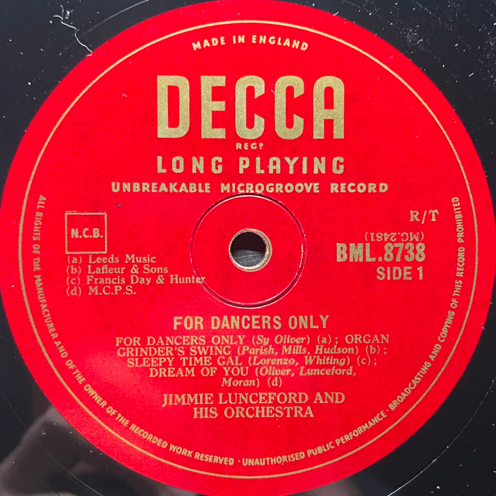 Jimmie Lunceford And His Orchestra ‎– For Dancers Only (Англия) 10"