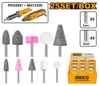 Набор шарошек абразивных 25шт INGCO AKB1001