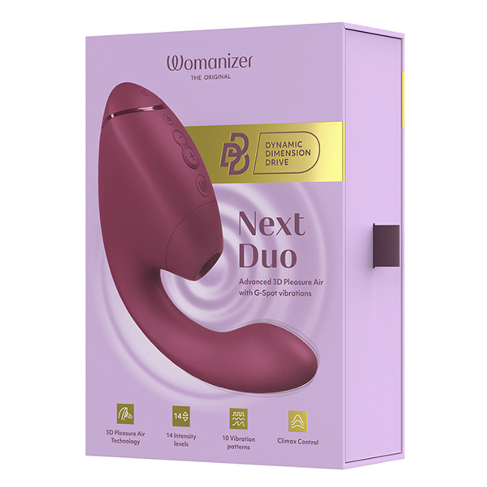 Розовый вибратор 19,5см с вакуумным стимулятором Womanizer Next Duo Dusky Pink WZ142SG3