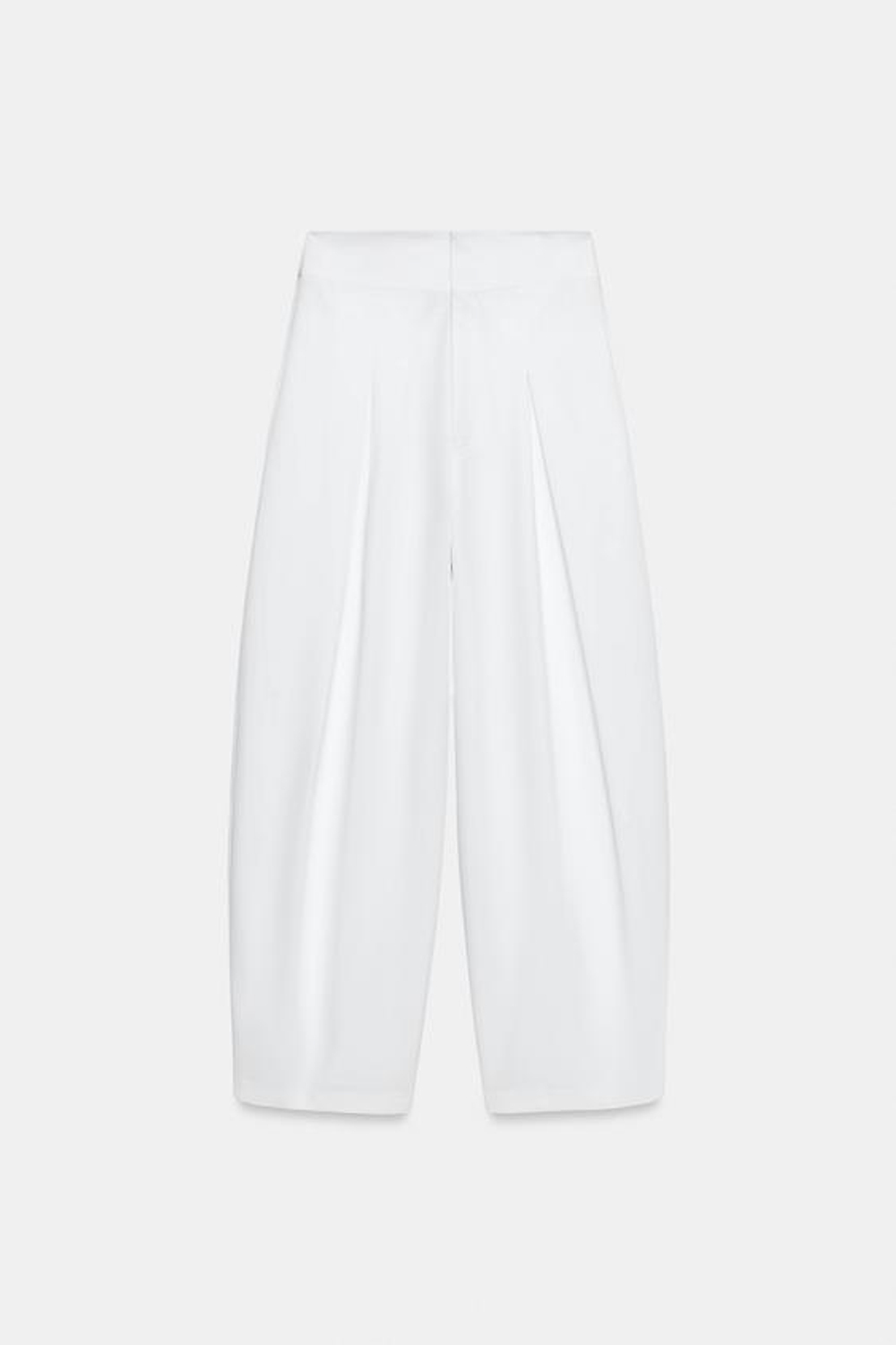 ZARA БРЮКИ BALLOON С ЗАЩИПАМИ, БЕЛЫЙ