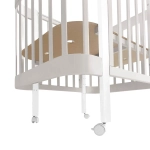 Кровать детская Indigo Italiano Baby продольный маятник на колесах кашемир-белый
