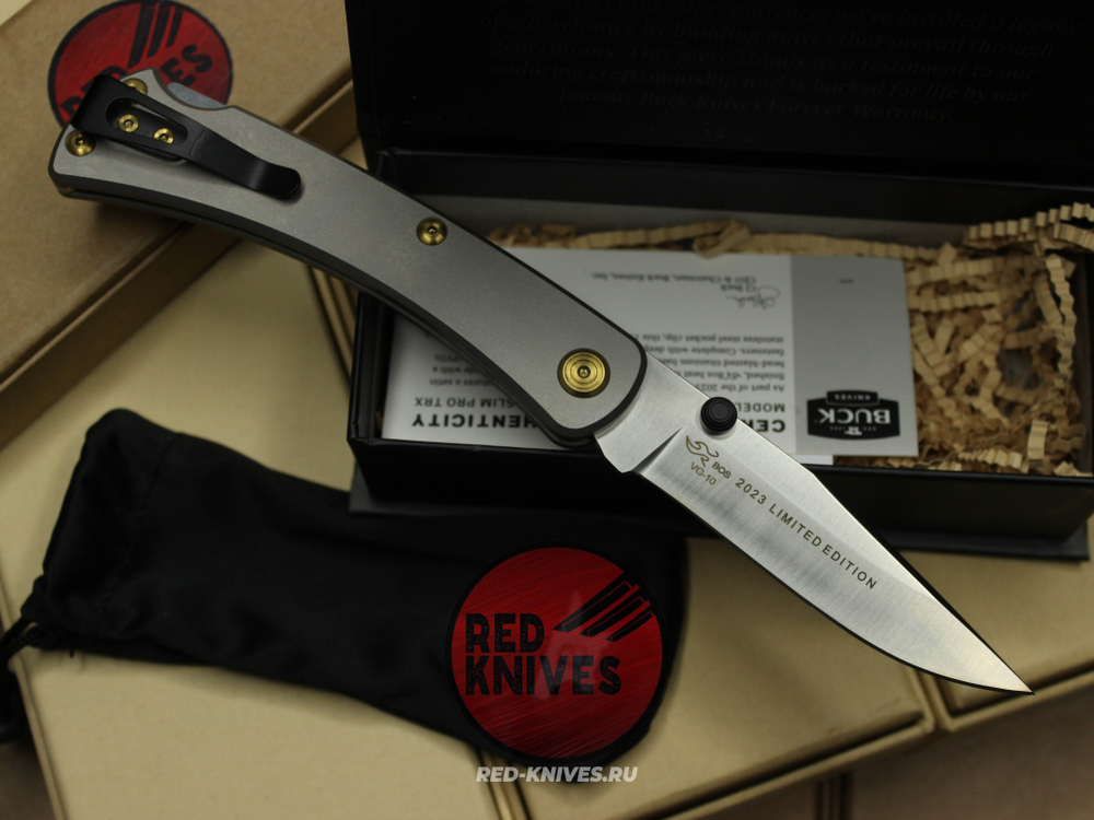 Нож Buck 110 Slim Pro TRX Titanium (Legacy Collection 2023) - серый титан
