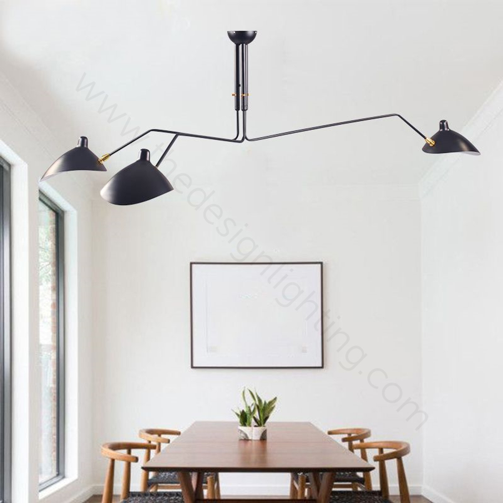 Ceiling design lamp Three Arms by Serge Mouille (White)