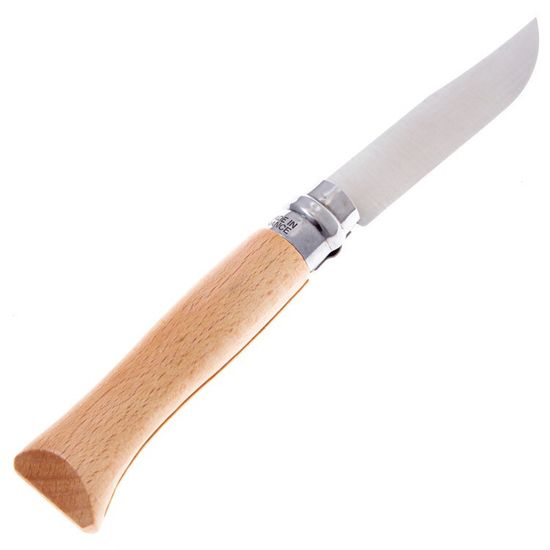 Складной нож Opinel №8 Alpine adventures, нержавеющая сталь, рукоять дуб, гравировка лыжи, 002188 c клинком из стали Sandvik™ 12С27