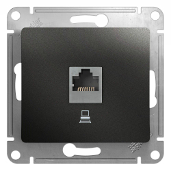 GLOSSA РОЗЕТКА компьютерная RJ45 кат. 5e, механизм, АНТРАЦИТ