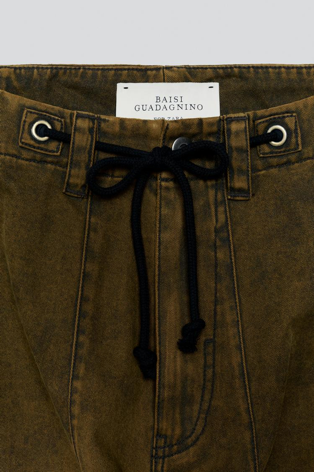 ZARA X BAISI GUADAGNINO БРЮКИ С ШИРОКИМИ ШТАНИНАМИ, ХАКИ