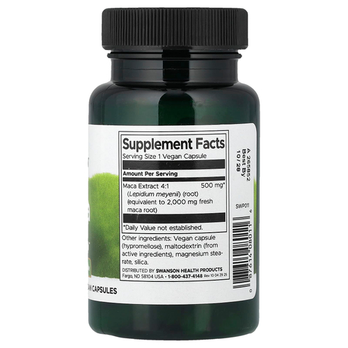 Swanson Vitamins, мака, 500 мг, 60 веганских капсул