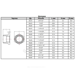 Футорка чугун оц Ду 50Х32 (2"х11/4") Нр/Вр Fittex Plus
