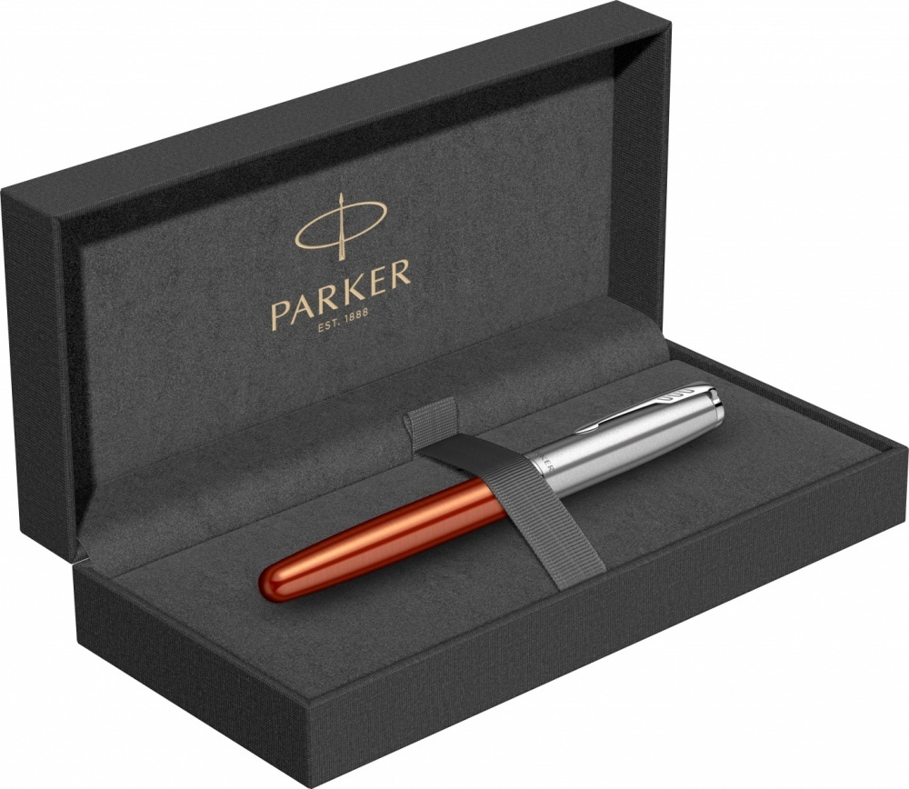 Перьевая ручка Parker Sonnet Essentials Orange SB Steel CT 2169228, перо: F, цвет чернил black, в подарочной упаковке.