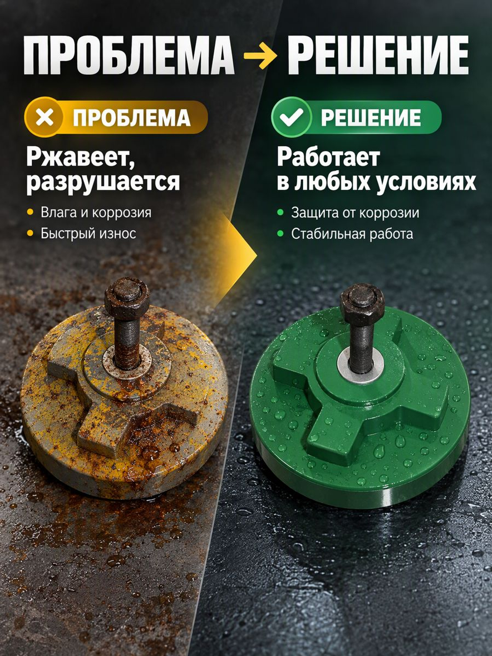 Виброопора регулируемая 6,5т d 260мм М24х80 зеленая (S78-8)