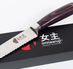 Нож кухонный профессиональный для хлеба и бисквита Onnaaruji. 20см. С рисунком на лезвие