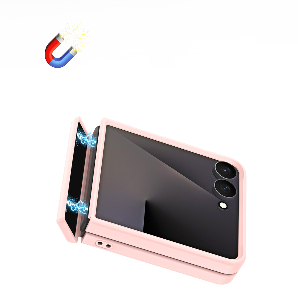Матовый противоударный чехол розового цвета с MagSafe для Samsung Galaxy Z Flip 8, серия Yind Series от Dux Ducis