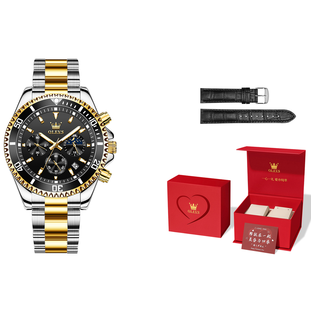OLEVS Quartz Movement Watch Men"s Watches Black Dial