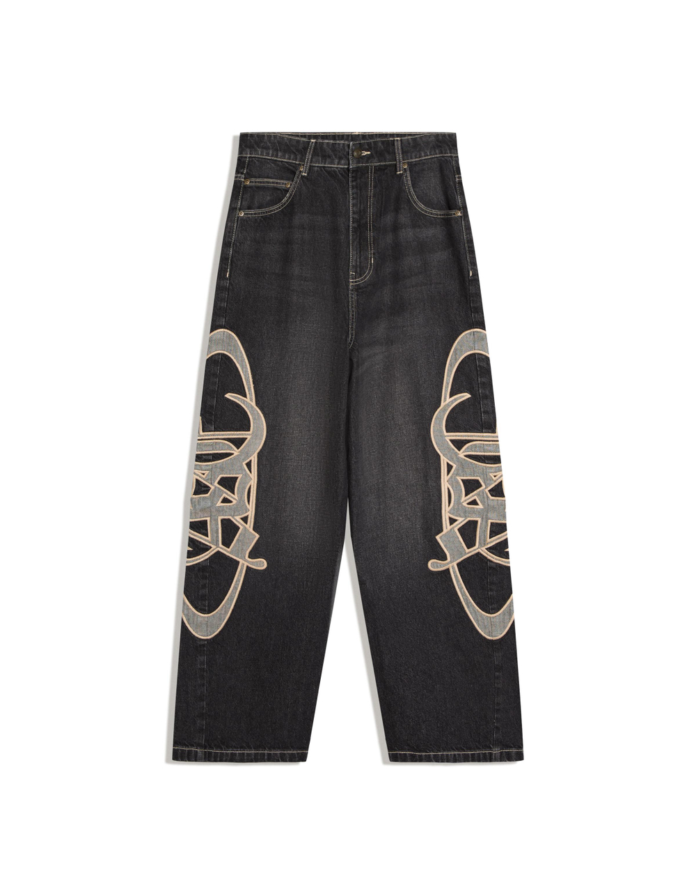 Мужские джинсы super baggy fit с нашивками по бокам - BERSHKA