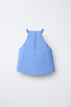 ZARA ТОП С БАНТАМИ, СИНИЙ