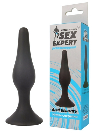 Средняя анальная пробка на присоске Anal Pleasure (9,5 см) (Цвет: черный)