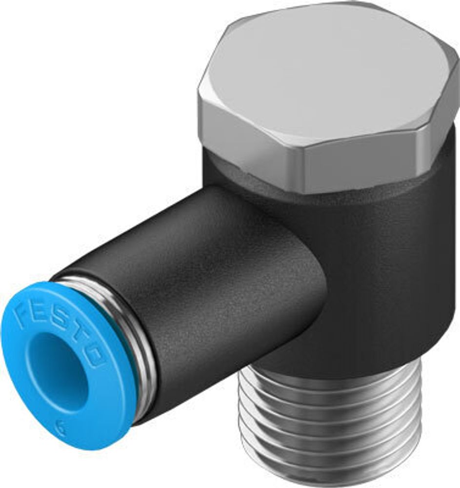 QSLV-1/4-6-100 Угловой штуцер с цанговым зажимом и резьбой QSLV-1/4-6-100 Угловой штуцер с цанговым зажимом и резьбой