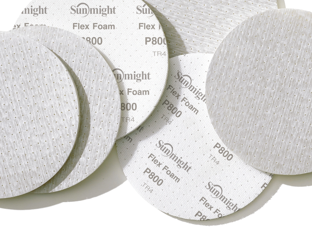 Новинка! Шлифовальные круги 10 шт SUNMIGHT Flex Foam G330T 150 мм P 2000, Универсальные Гибкие на вспененной основе, на липучке с мультипылеотводом 03723-10