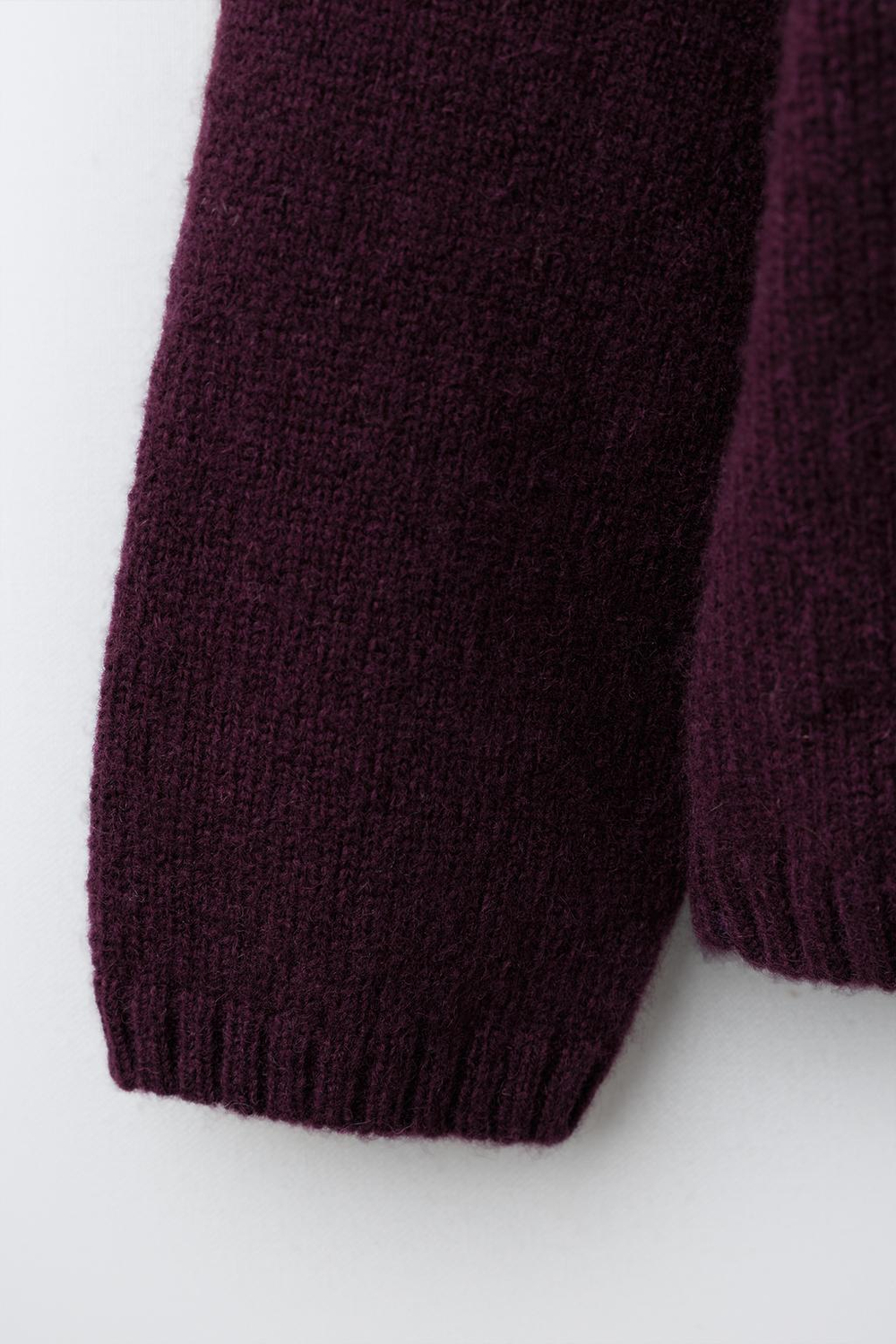 ZARA ТРИКОТАЖНОЕ ПОЛО COLORBLOCK ИЗ 100% ШЕРСТИ, БАКЛАЖАННЫЙ