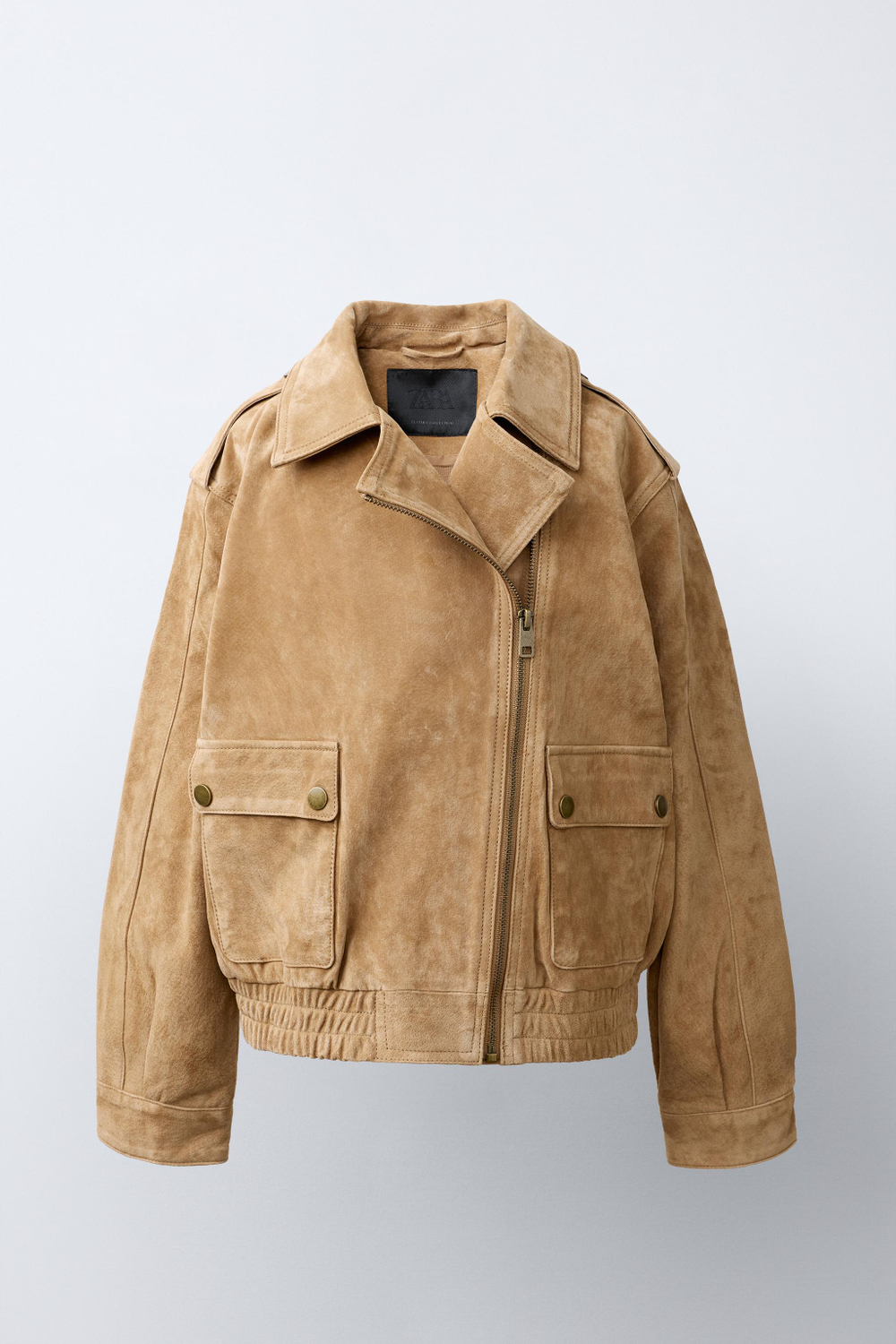 ZARA КУРТКА ИЗ 100% КОЖИ, МЕДОВЫЙ
