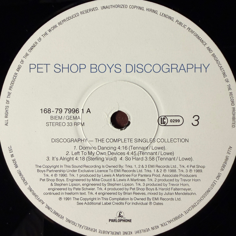 Pet Shop Boys – Discography 2LP (Европа 1991г.)Т