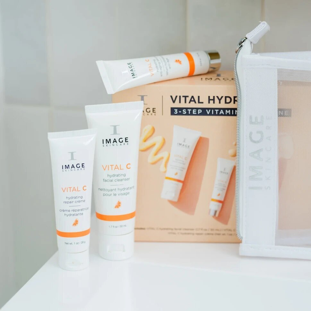 Подарочный набор Image Skincare VITAL HYDRATION, с витамином С, для всех типов кожи, 3 предмета