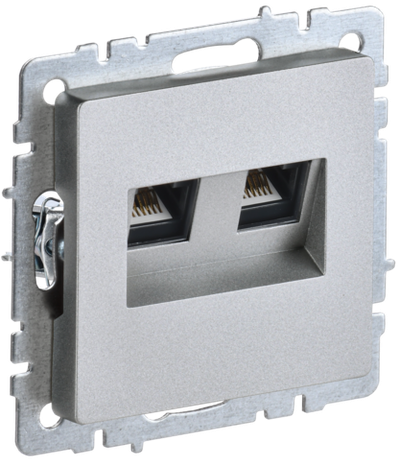 BRITE Розетка двойная RJ11+RJ45 кат.5E РК/Т12-БрА алюминий IEK