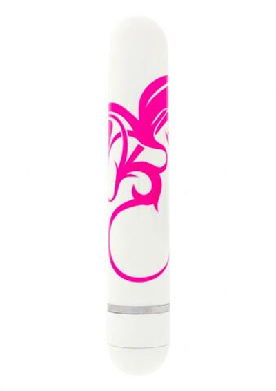 Белый вибратор с тату-принтом Lovers Ink Tattoo Small - 14,5 см.