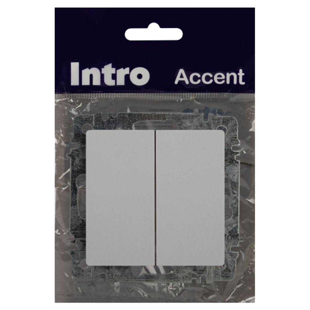 Переключатель Intro Accent 6-107-01 двойной, 10А-250В, IP20, СУ, AL/CU, белый | Intro
