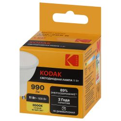 Лампа светодиодная Kodak LED MR16-11W-830-GU10 K 11Вт софит теплый белый свет GU10 | Kodak