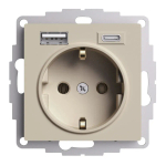 ATLASDESIGN РОЗЕТКА 16А с 2 USB A+C, 5В/2,4А/3,0А, 2х5В/1,5А, механизм, ПЕСОЧНЫЙ