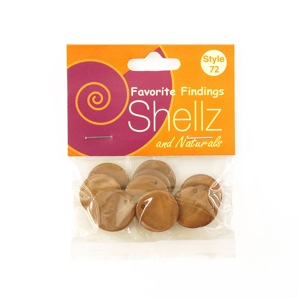 Пуговицы на ножке, ракушка, Shellz &amp; Natural Round River Shell Dangles 20 мм, коричневый, 10 шт, Blumenthal Lansing