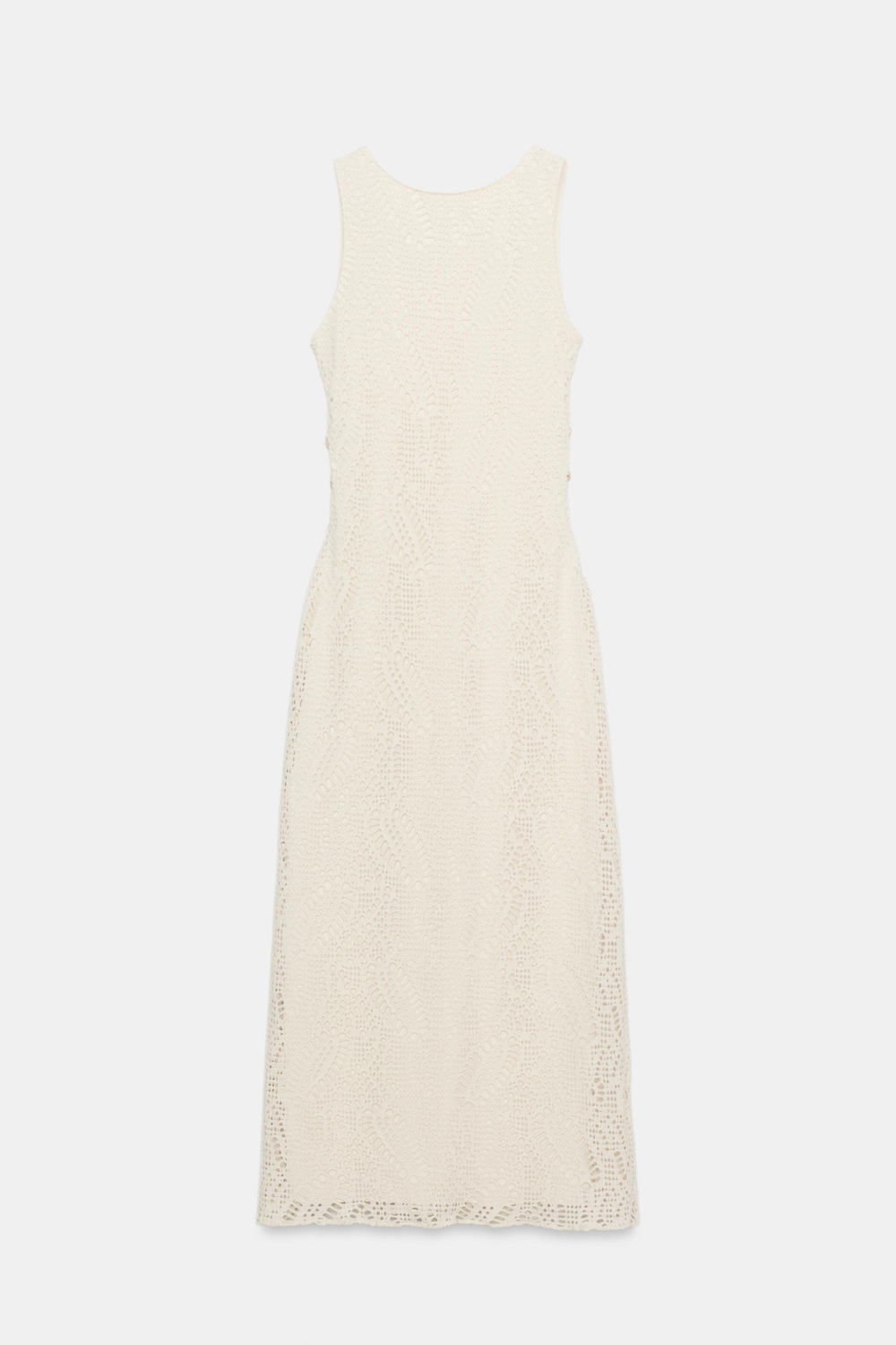 ПЛАТЬЕ МИДИ КРОШЕ С ВЫРЕЗАМИ И БУСИНАМИ — ZARA