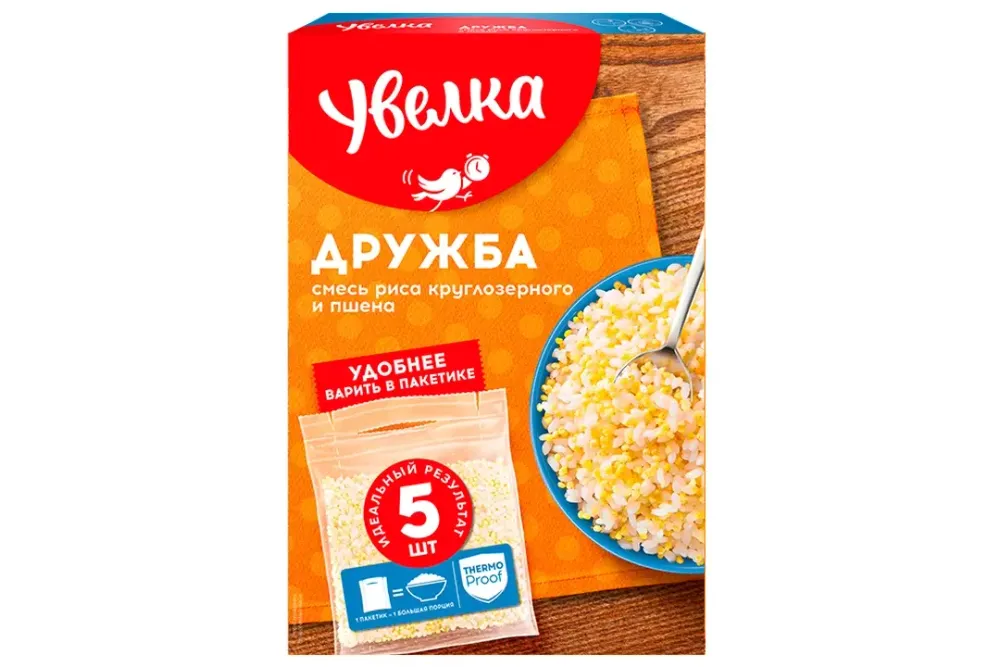 Смесь Увелка Дружба рис и пшено вар/пак 5х80г 400г