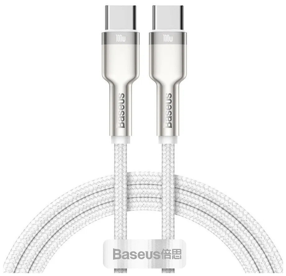 Кабель-зарядка Type-C на Type-C Baseus Cafule Metal 100W 2м CATJK-D02 белый