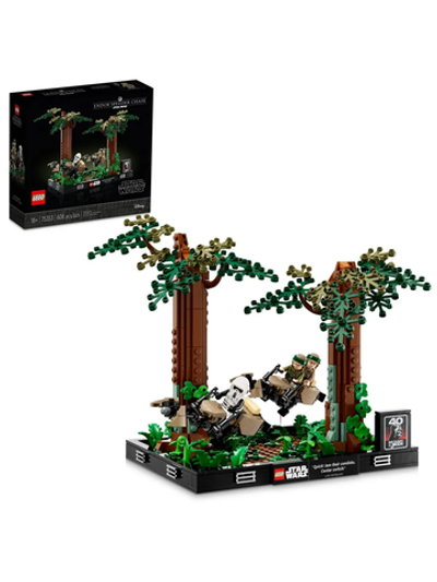 Конструктор Лего Звёздные Войны Диорама: Погоня за спидером 75353 | LEGO Star Wars Endor Speeder Chase 608 деталей 18+