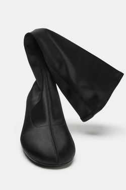 ZARA АТЛАСНЫЕ САПОГИ НА КАБЛУКЕ, ЧЕРНЫЙ