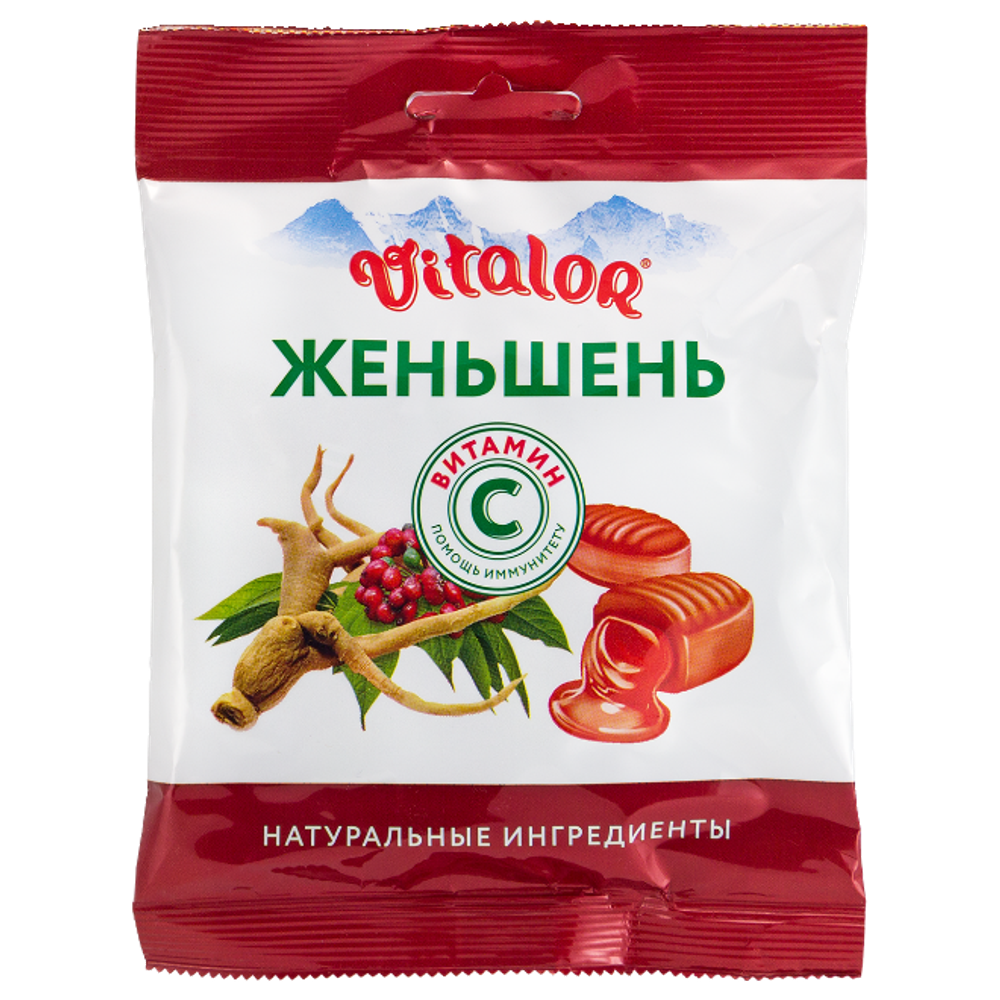 Леденцы Vitalor Женьшень с витамином С, 60 г