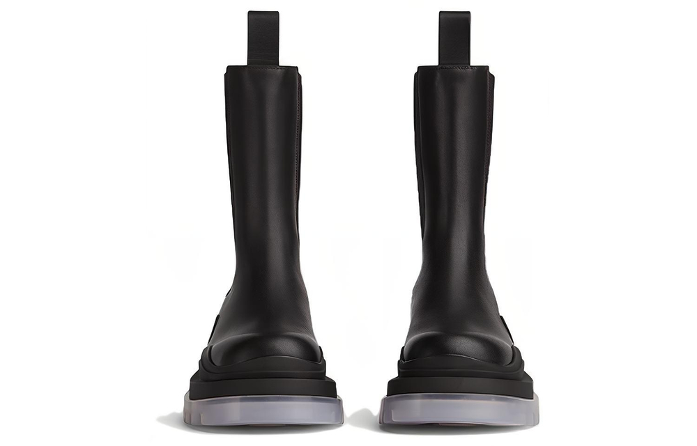 Bottega Veneta Tire Chelsea Leather Crew Chelsea Boots 5.5cm Women"s Black