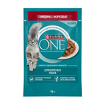 Влажный корм для кошек Purina ONE для взрослых с говядиной и морковью 75 г