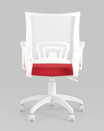 Кресло офисное Topchairs ST-BASIC-W спинка белая сетка сиденье красная ткань крестовина белый пластик