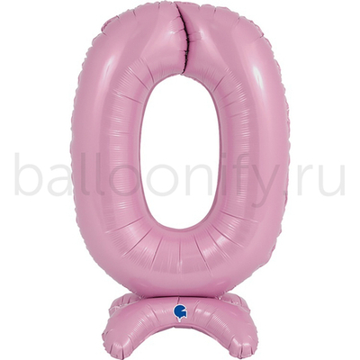 Шар ЦИФРА 0 Pastel Pink на подставке 25" 63 см