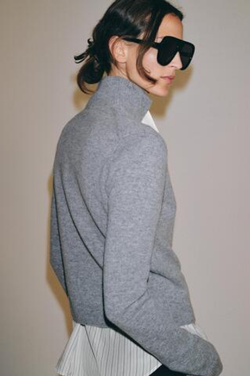 ZARA КАРДИГАН НА МОЛНИИ ИЗ 100% ШЕРСТИ, СЕРЫЙ