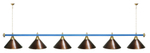 Лампа STARTBILLIARDS 6 пл. (плафоны зеленые,штанга золотая,фурнитура золото)