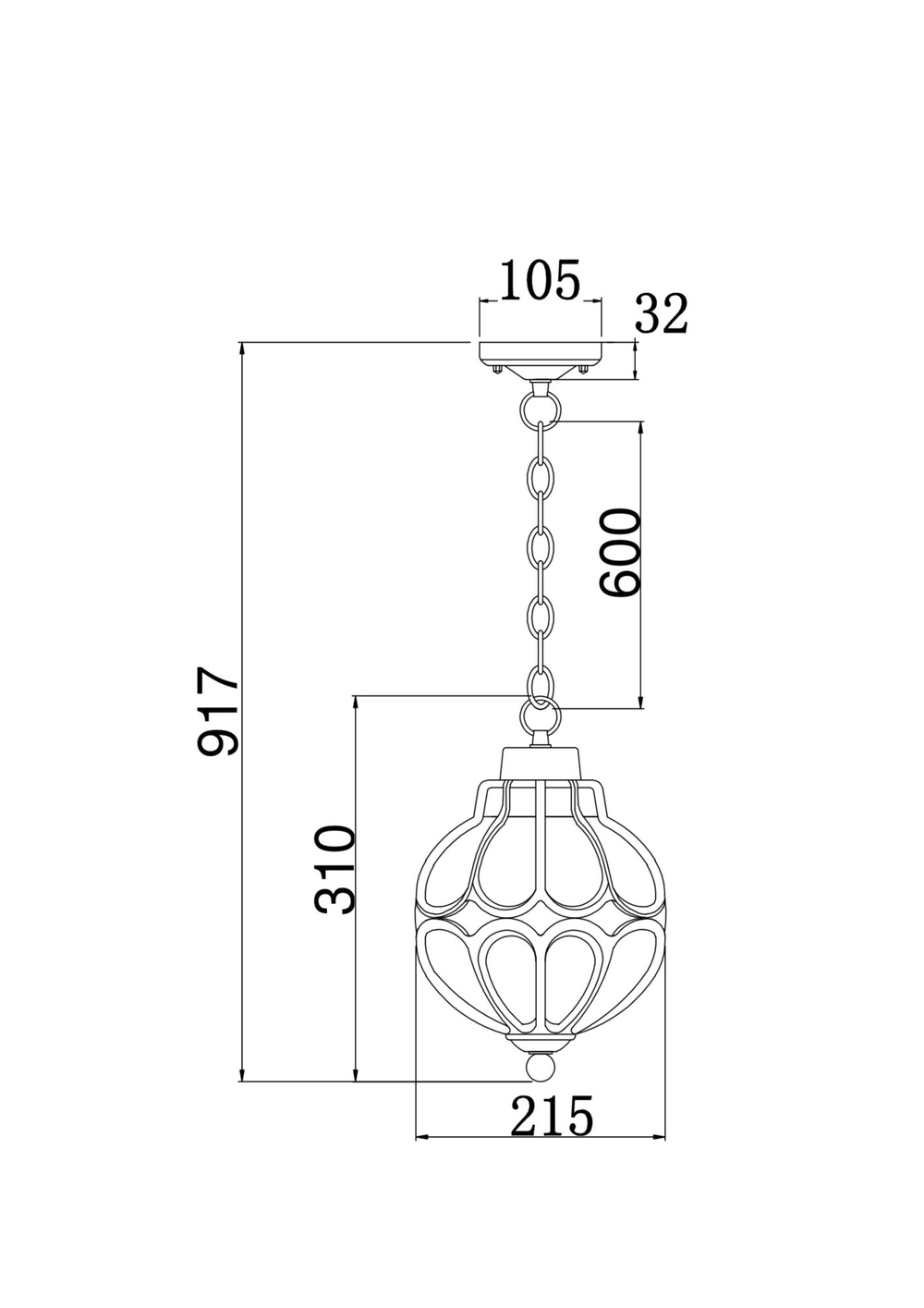 Уличный подвесной светильник Outdoor O024PL-01G
