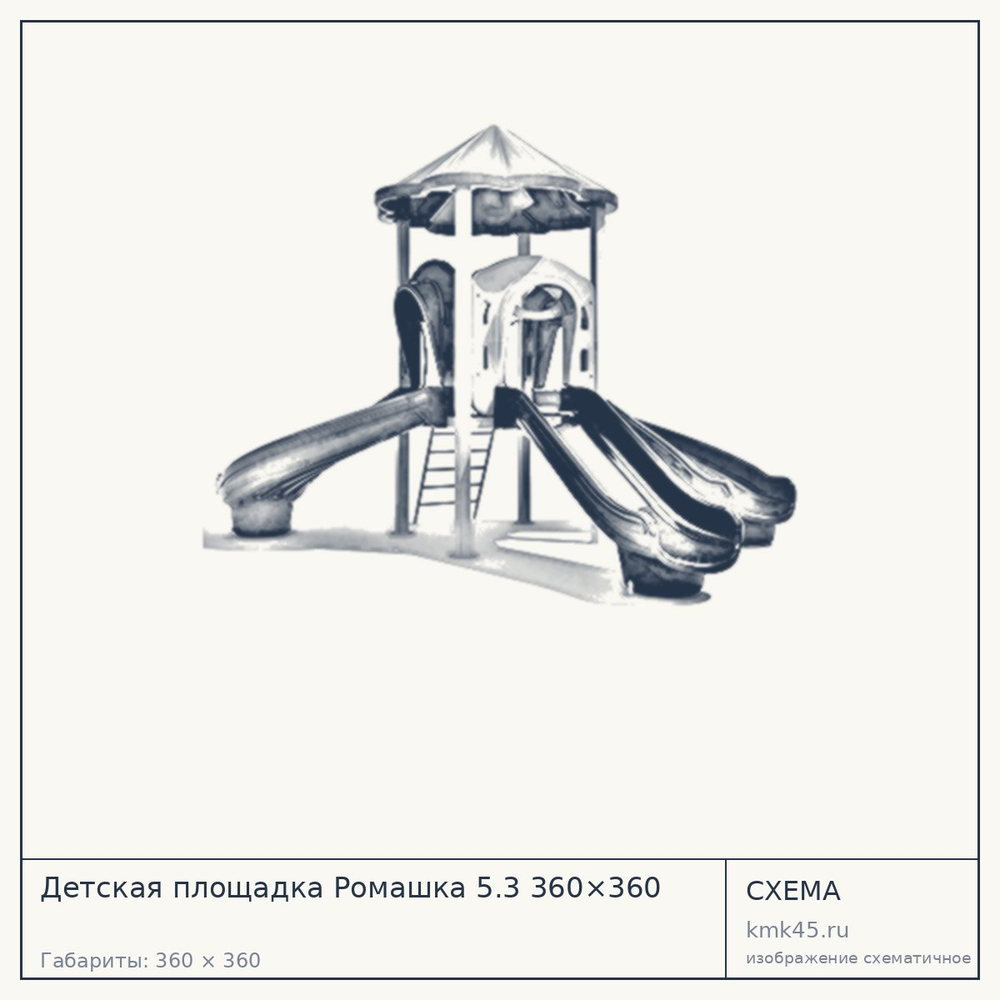 Схема с габаритами: Детская площадка Ромашка 5.3 360×360