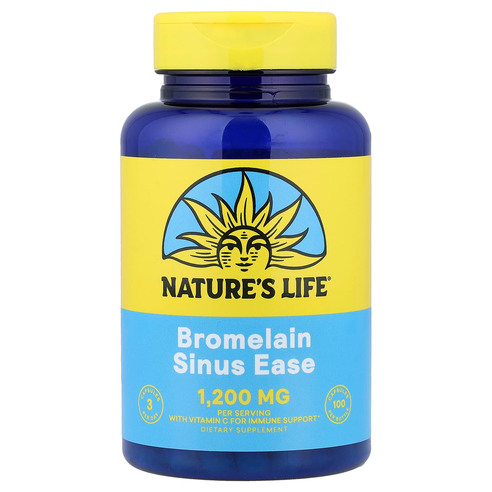 Nature's Life, бромелаин, Sinus Ease, 100 капсул