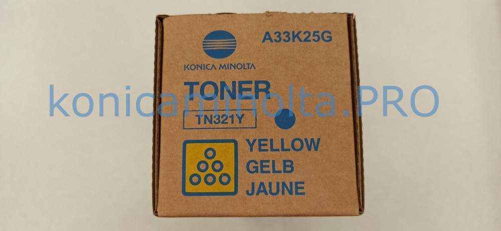 Тонер TN-321Y Konica Minolta оригинальный желтый 50% A33K25G